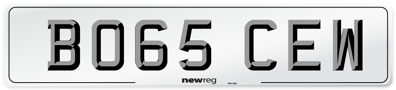 BO65 CEW Number Plate from New Reg